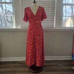 a new day Red Floral Midi Dress